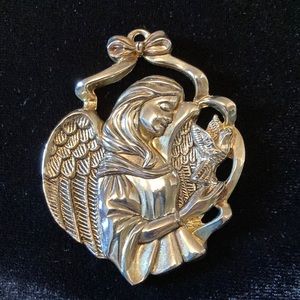 Gorham Heavy Silver Ornament Angel With Dove Christmas Decor